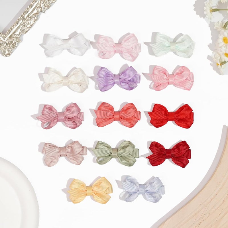 CellElection 28 Pack 2'' Mini Bow Snap Clips,Baby Girls Grosgrain Ribbon Bows Tiny Hair Clips Fine Hair for Girls Infants Toddlers - Image 5